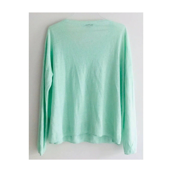 Madewell | Studio Linen Sweater Womens L Blue Pullover Long Sleeves Crewneck - Picture 4 of 10